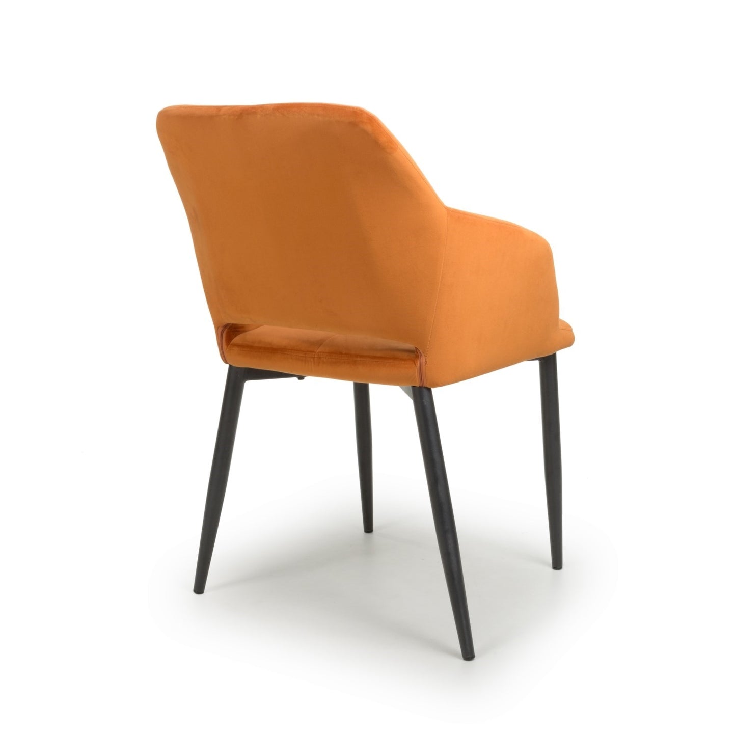 Orange Brushed Velvet Dining Chair Black Legs