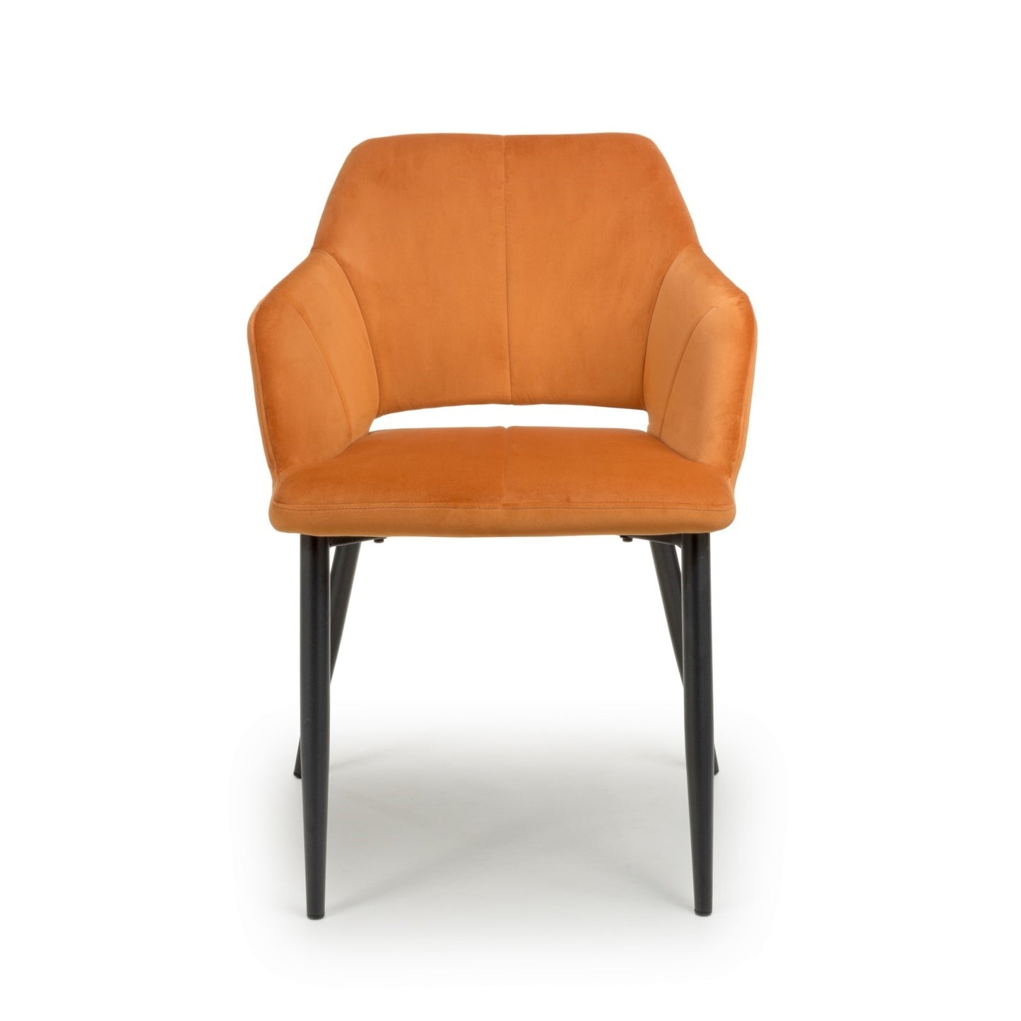 Orange Brushed Velvet Dining Chair Black Legs