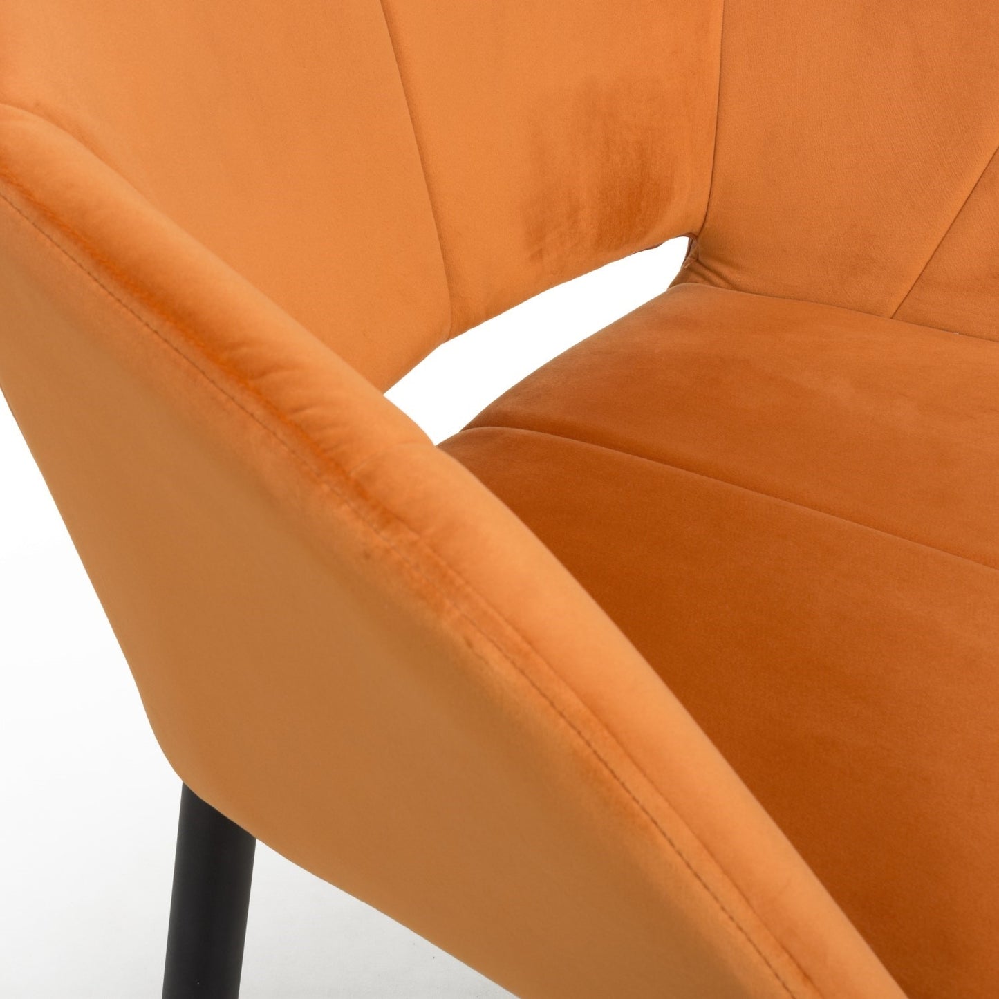 Orange Brushed Velvet Dining Chair Black Legs