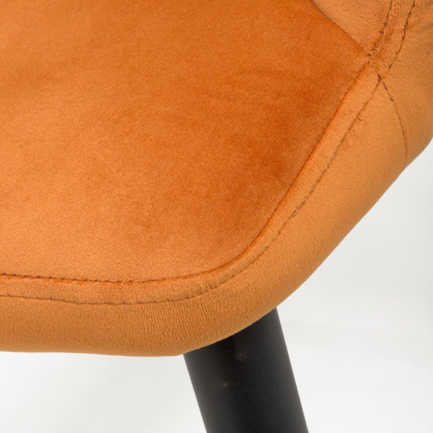 Orange Brushed Velvet Dining Chair Black Legs