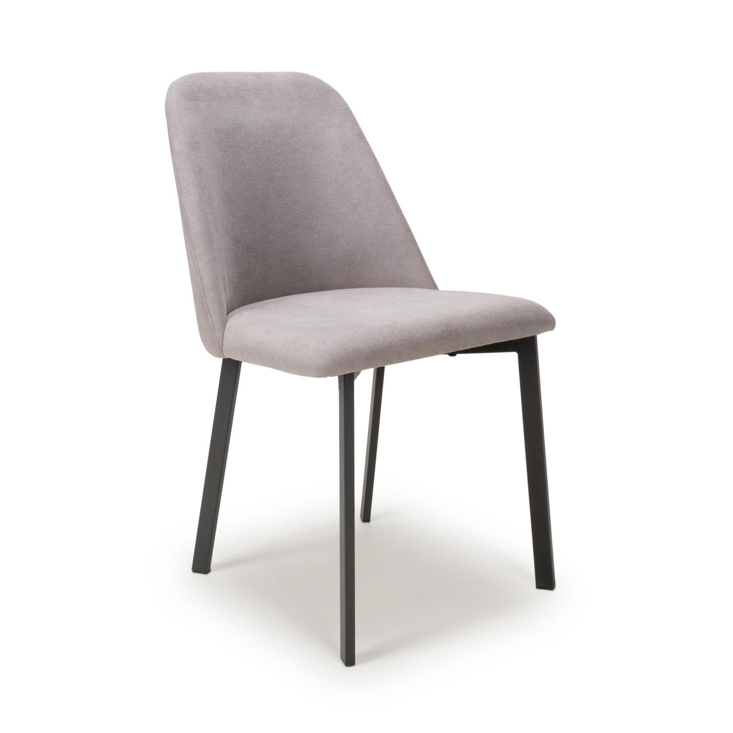 Light Grey Linen Fabric Dining Chair with Black Metal Legs