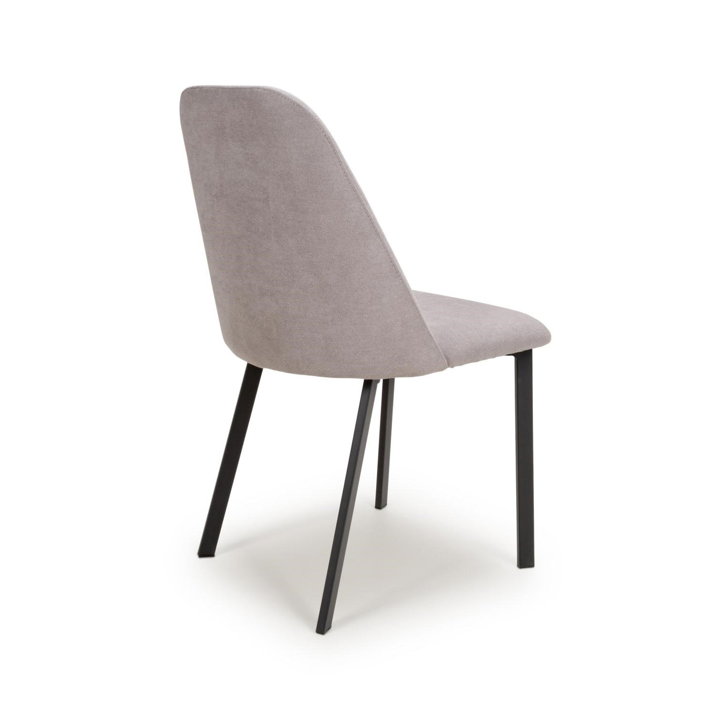 Light Grey Linen Fabric Dining Chair with Black Metal Legs