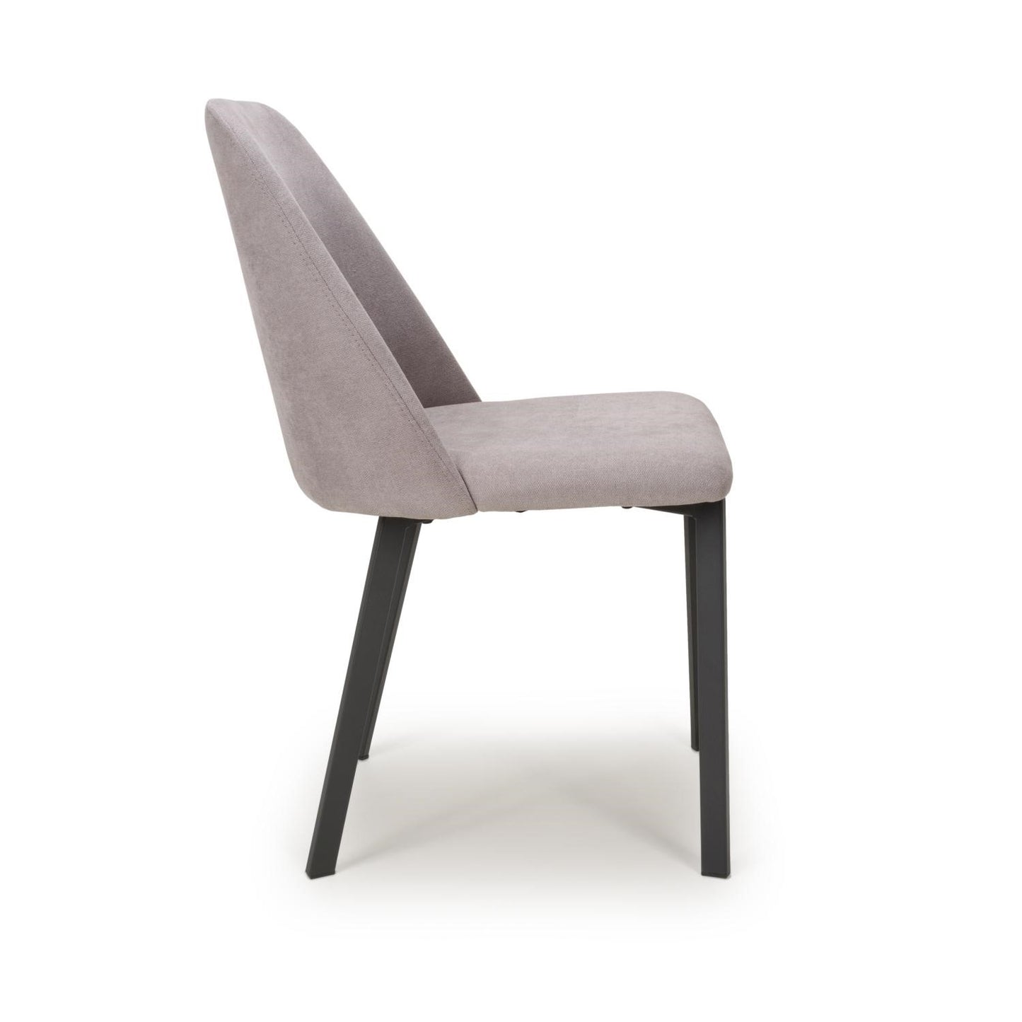 Light Grey Linen Fabric Dining Chair with Black Metal Legs