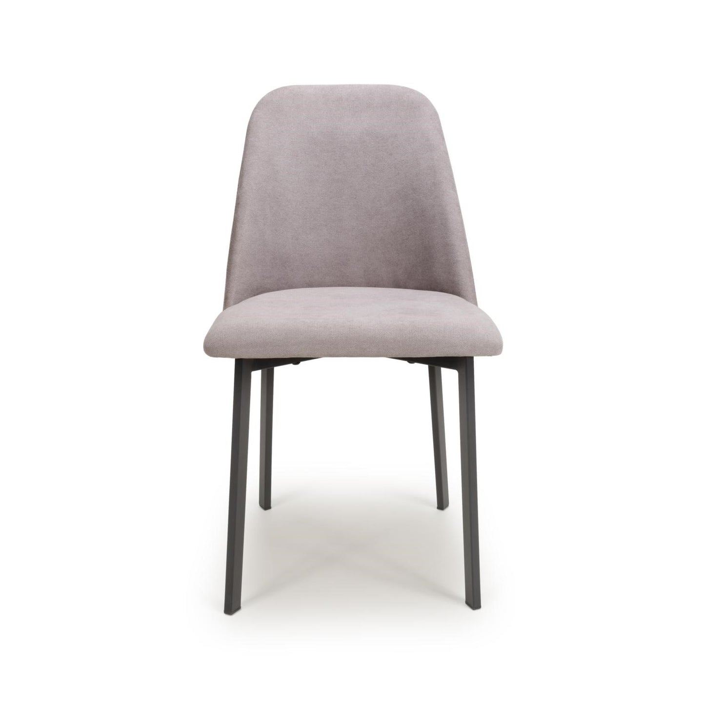 Light Grey Linen Fabric Dining Chair with Black Metal Legs
