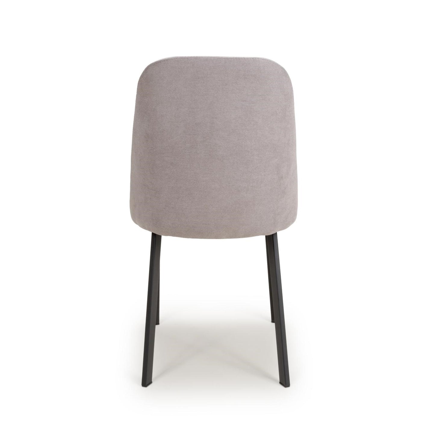 Light Grey Linen Fabric Dining Chair with Black Metal Legs