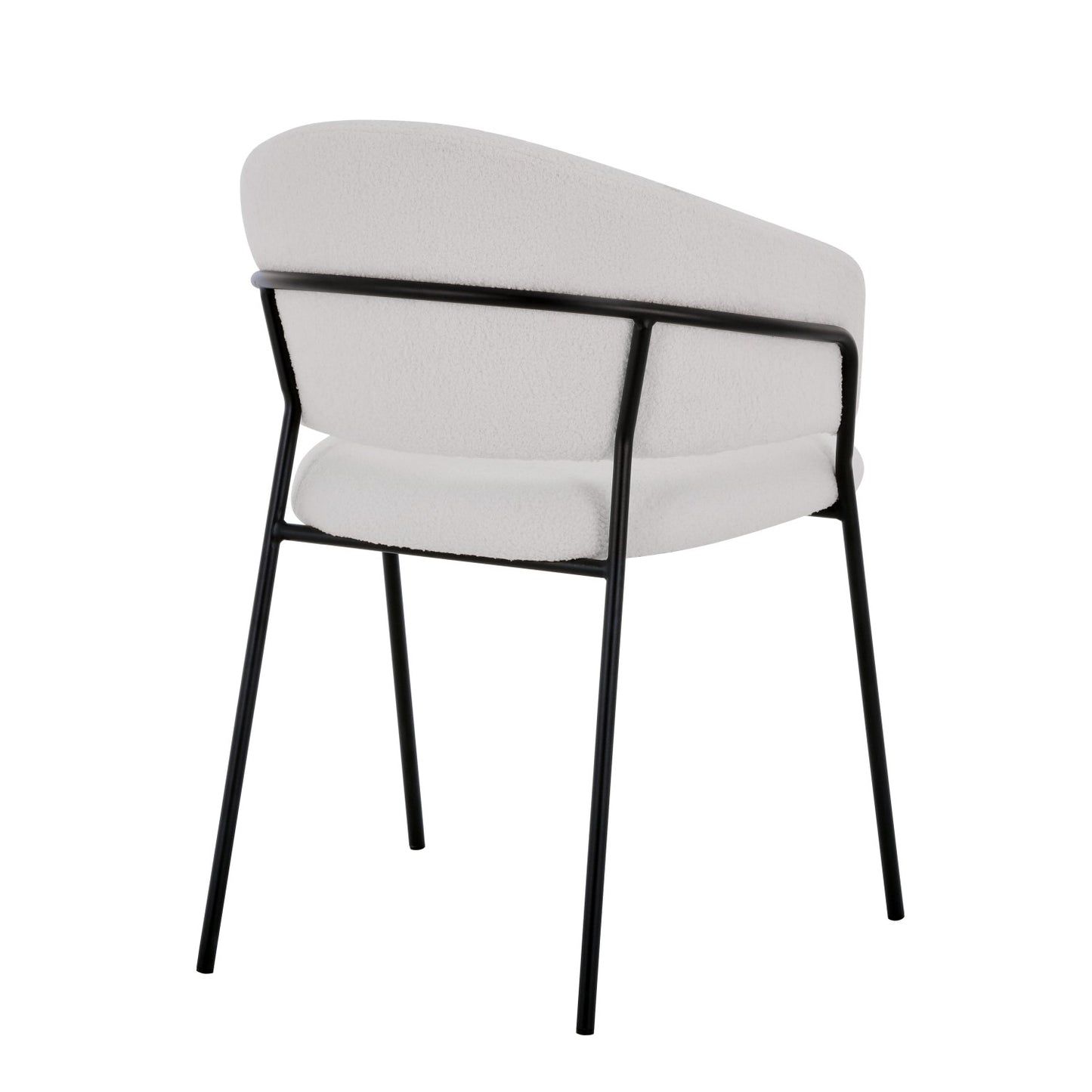 Boucle White Dining Chair Black Metal Legs
