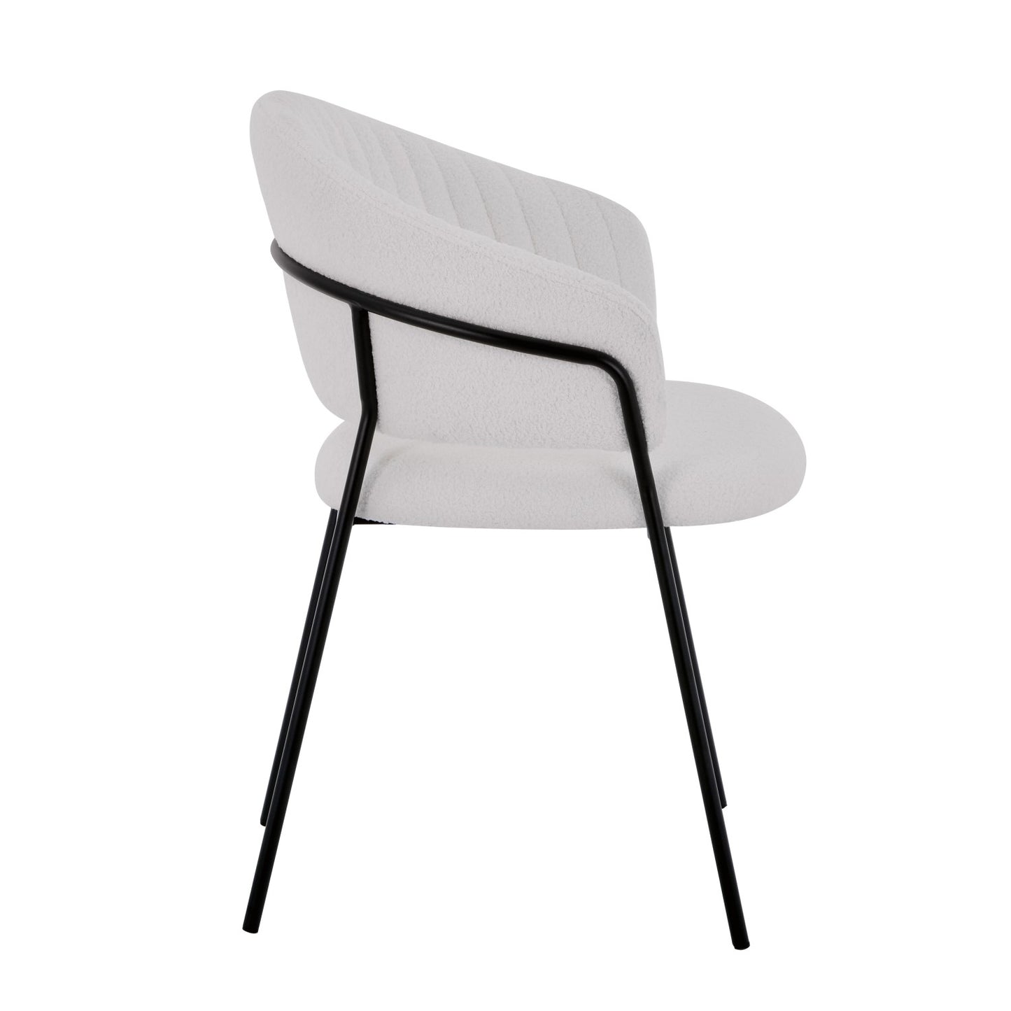 Boucle White Dining Chair Black Metal Legs