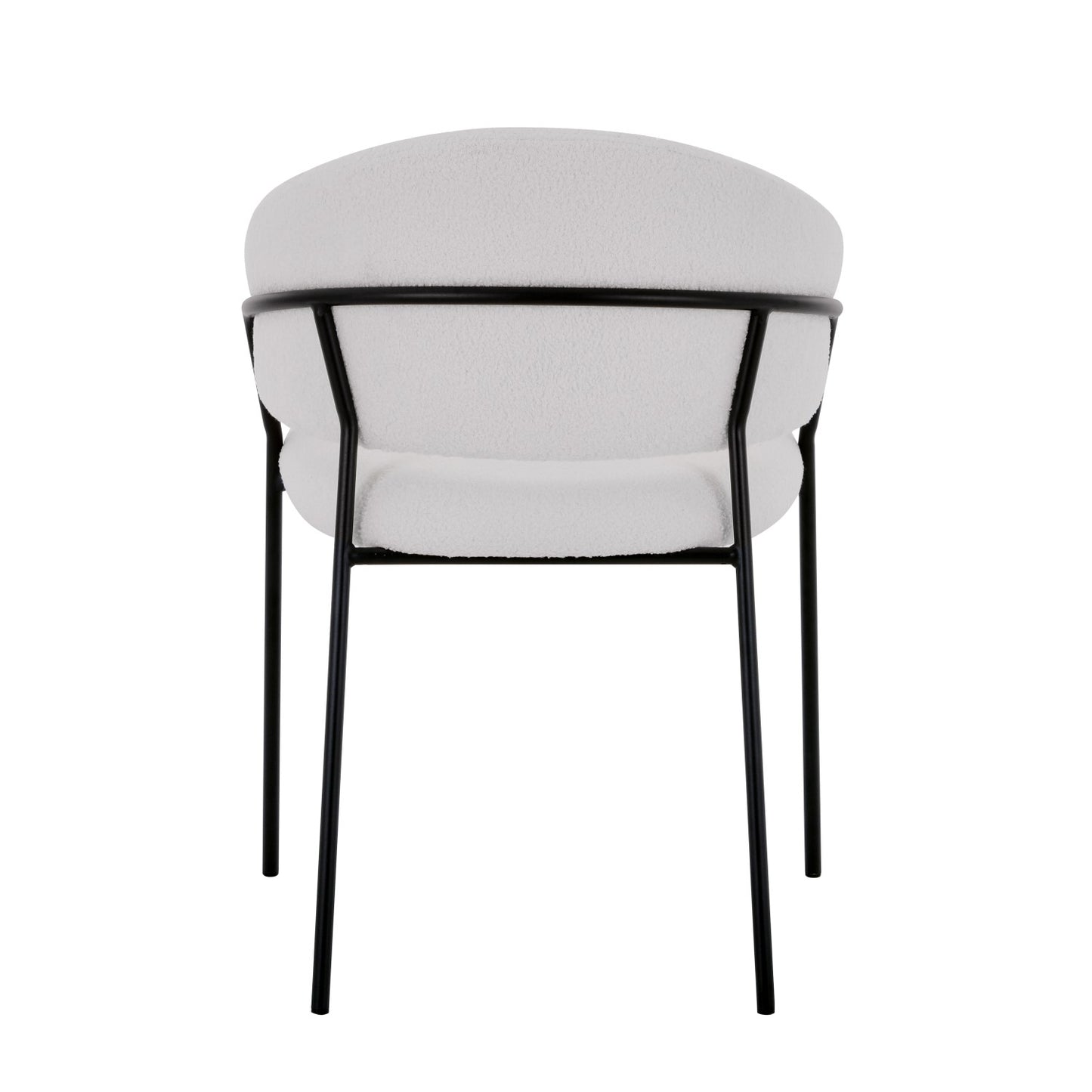 Boucle White Dining Chair Black Metal Legs