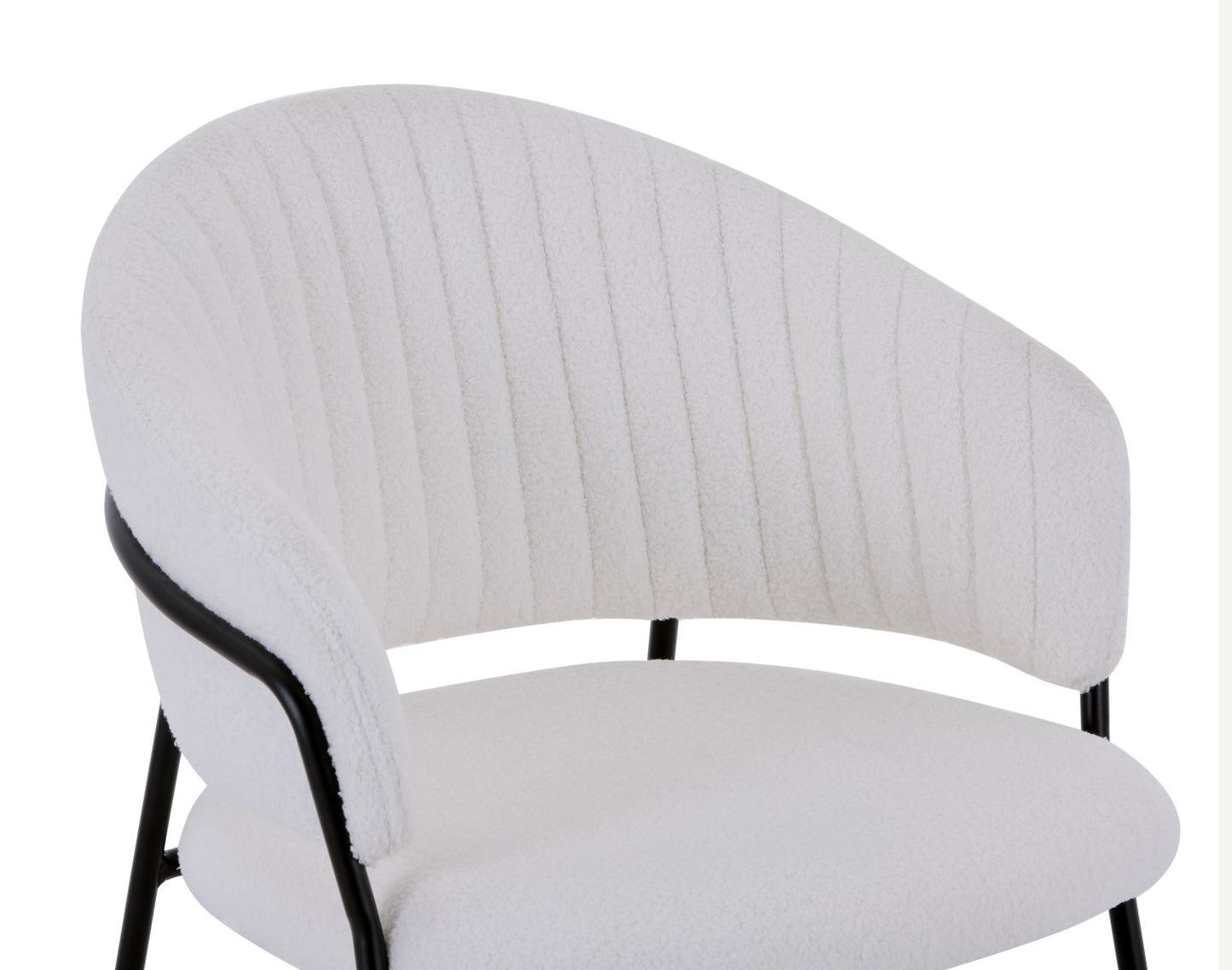 Boucle White Dining Chair Black Metal Legs