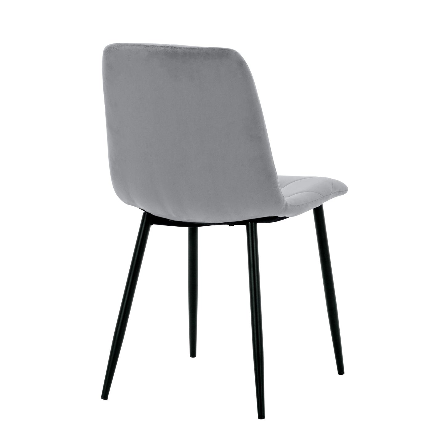 Grey Velvet Fabric Dining Chair Black Metal Legs