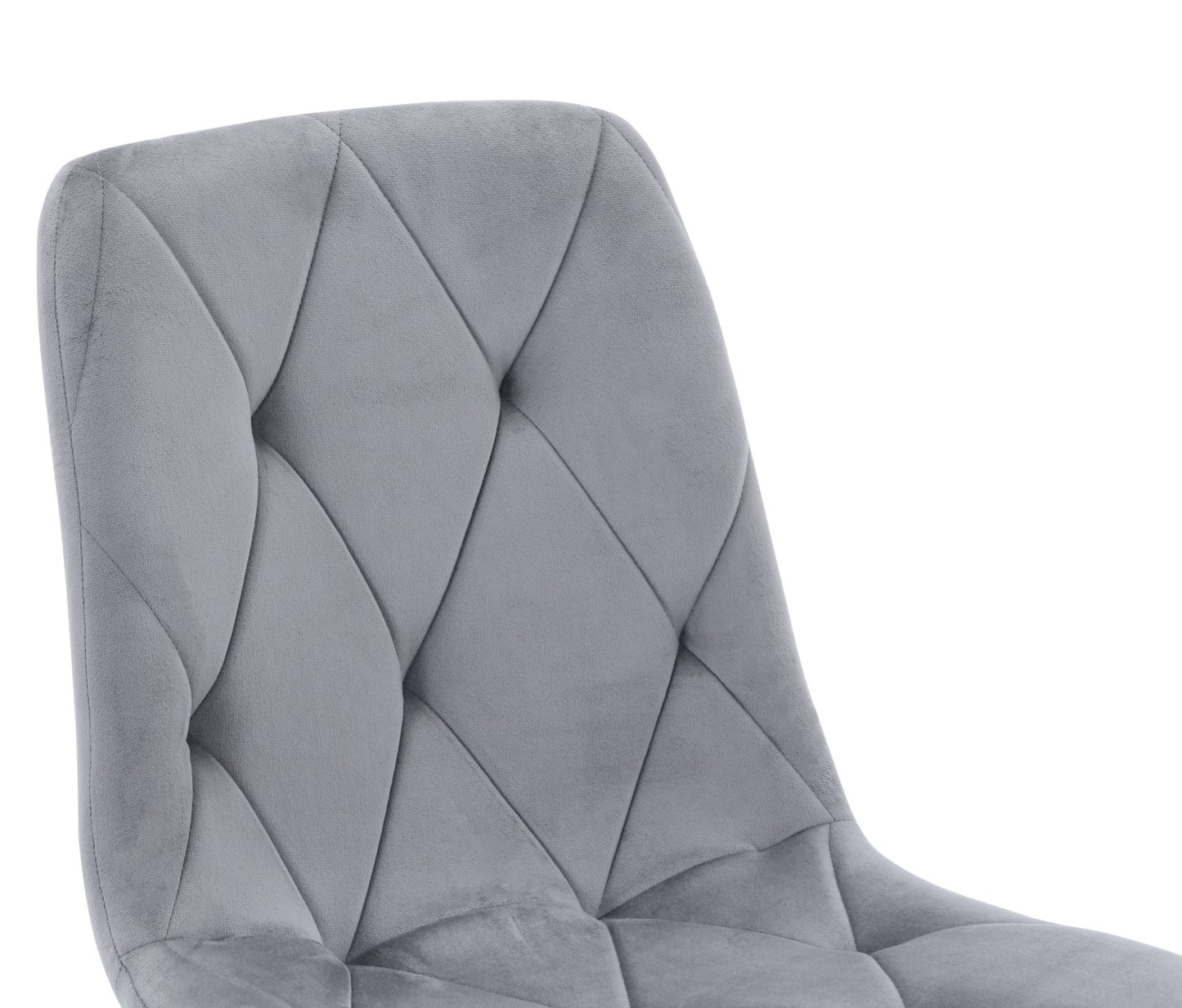 Grey Velvet Fabric Dining Chair Black Metal Legs
