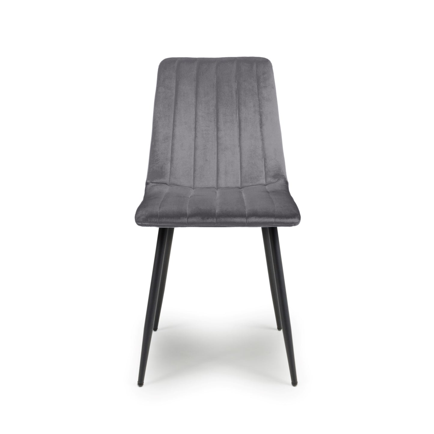 Grey Velvet Fabric Dining Chair Black Legs