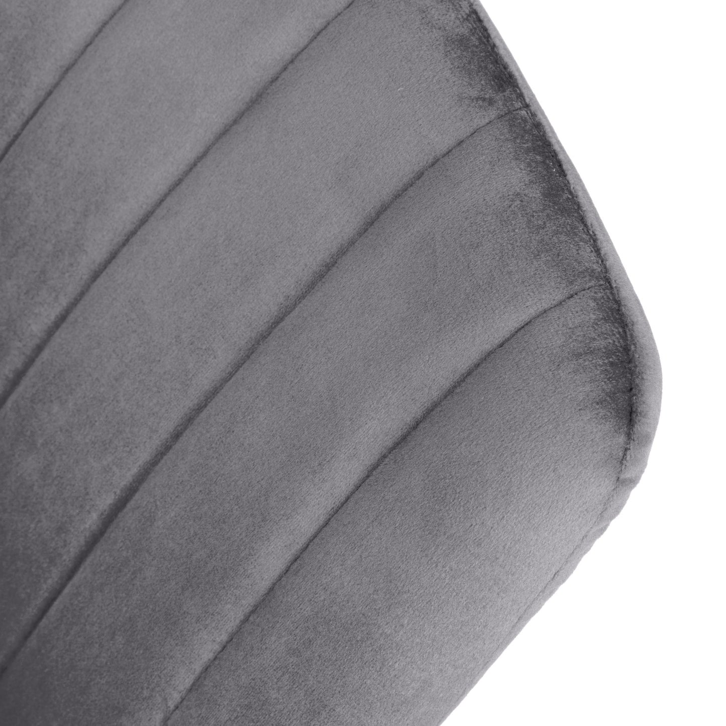Grey Velvet Fabric Dining Chair Black Legs
