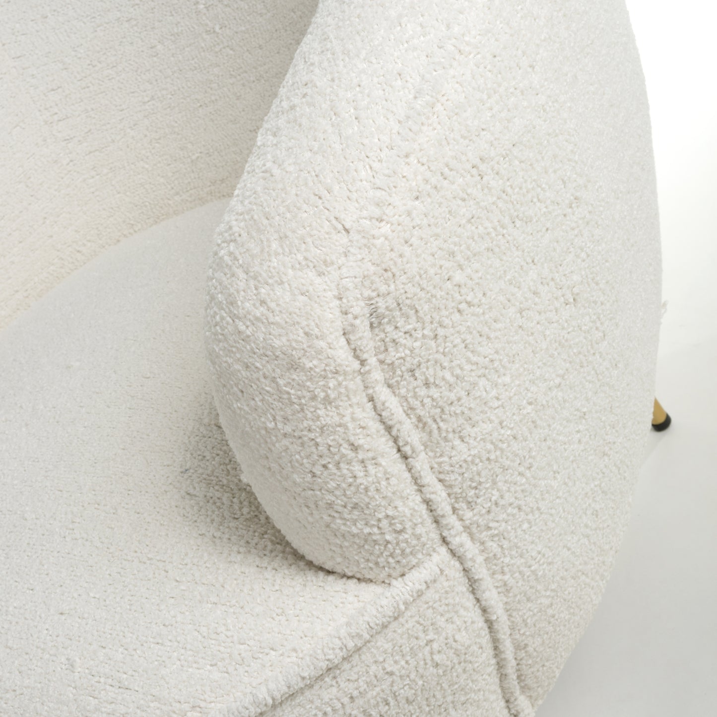 Boucle Vanilla White Tub Chair with Gold Legs