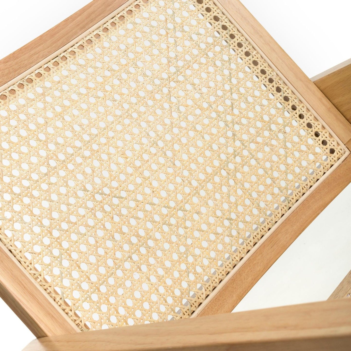 Natural Woven Rattan Wooden Frame Dining Chair with Armrests