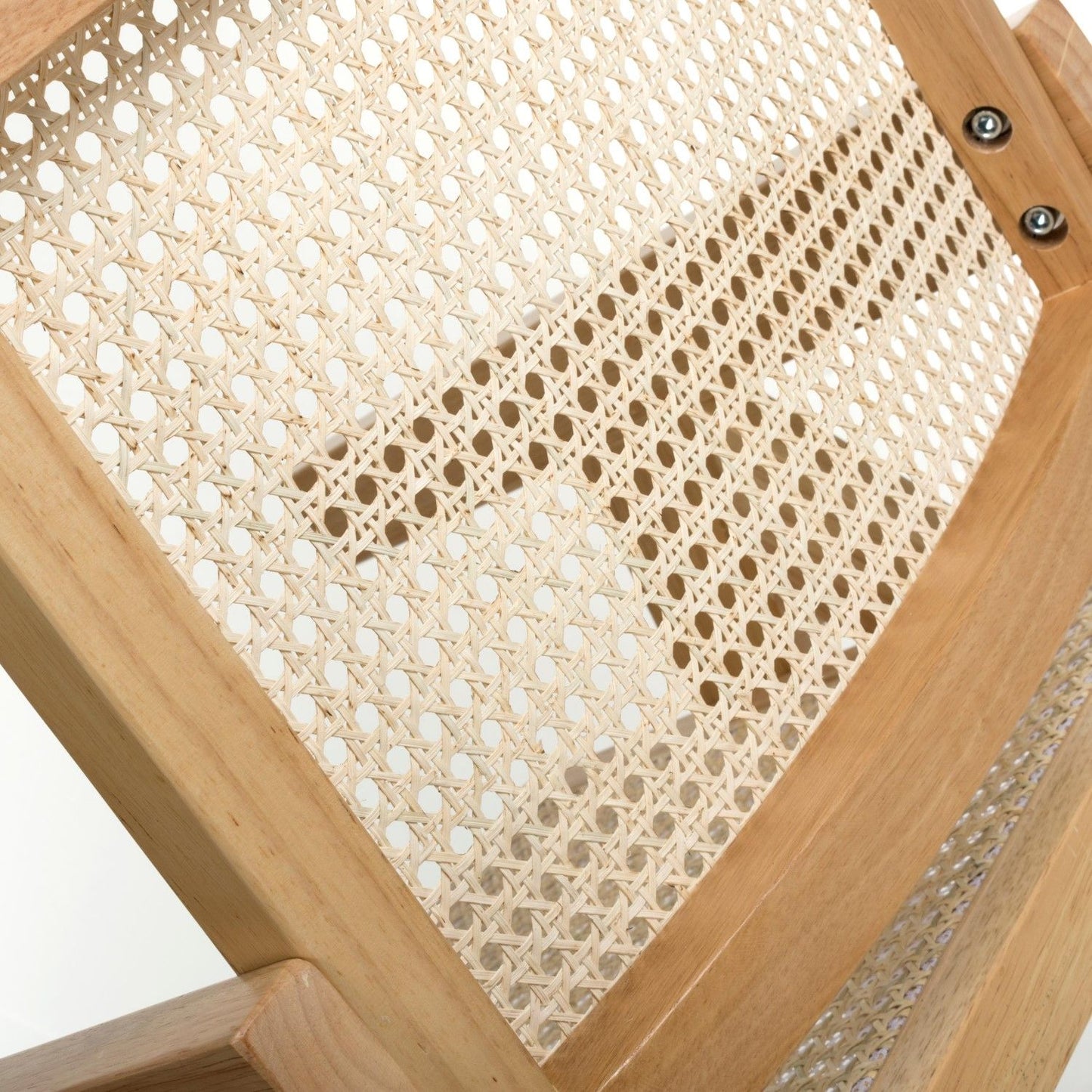 Natural Woven Rattan Wooden Frame Dining Chair with Armrests