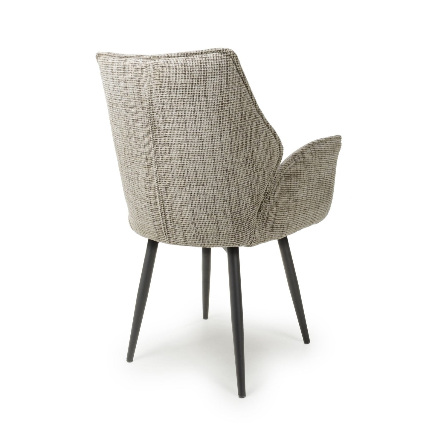 Toffee Cream Tweed Fabric Dining Chair Black Legs