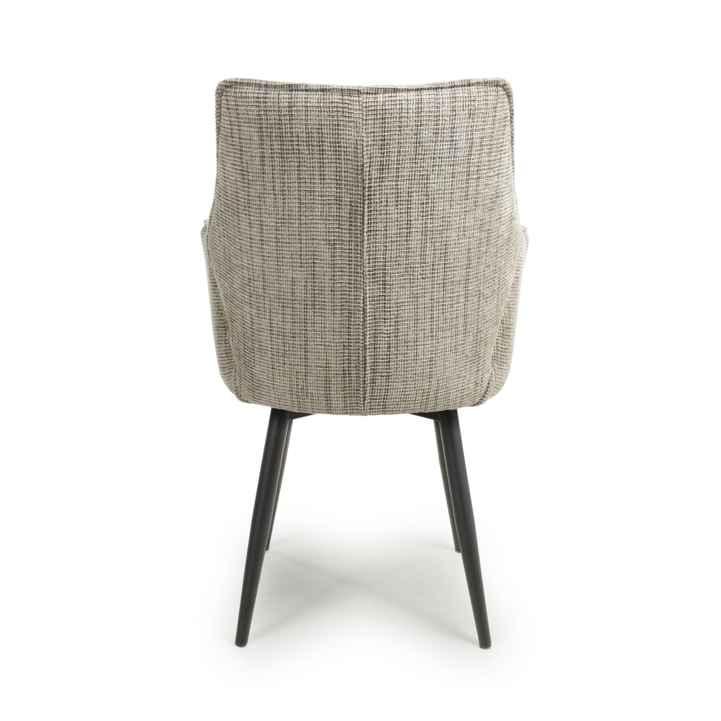 Toffee Cream Tweed Fabric Dining Chair Black Legs