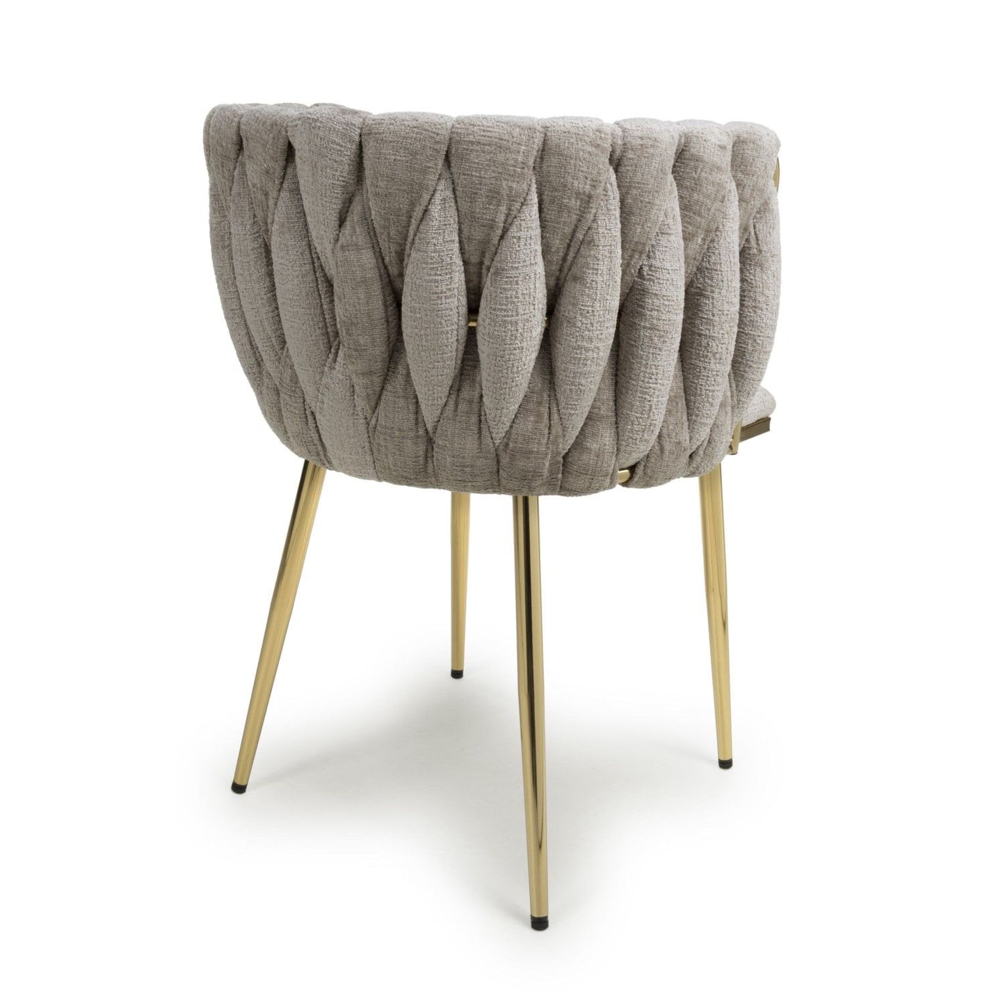 Mink Linen Woven Fabric Dining Chair Gold Metal Legs