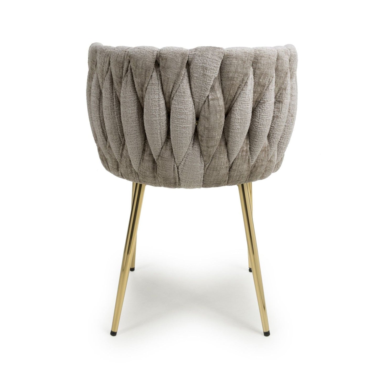 Mink Linen Woven Fabric Dining Chair Gold Metal Legs