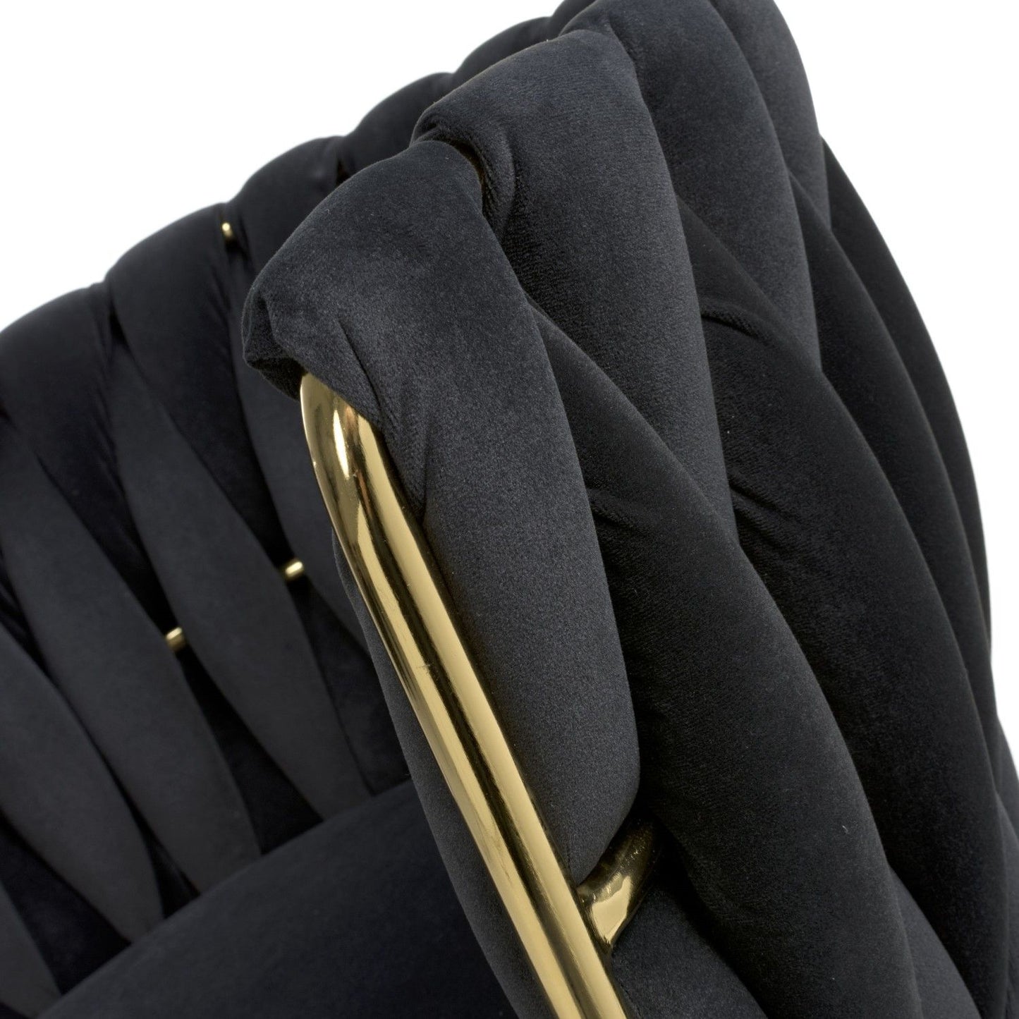 Black Brushed Woven Velvet Dining Chair Gold Metal Legs