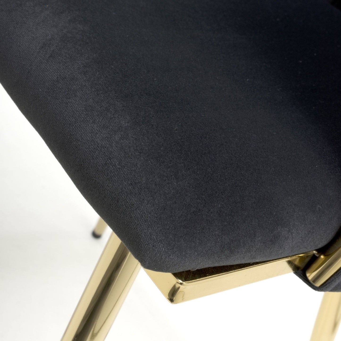 Black Brushed Woven Velvet Dining Chair Gold Metal Legs