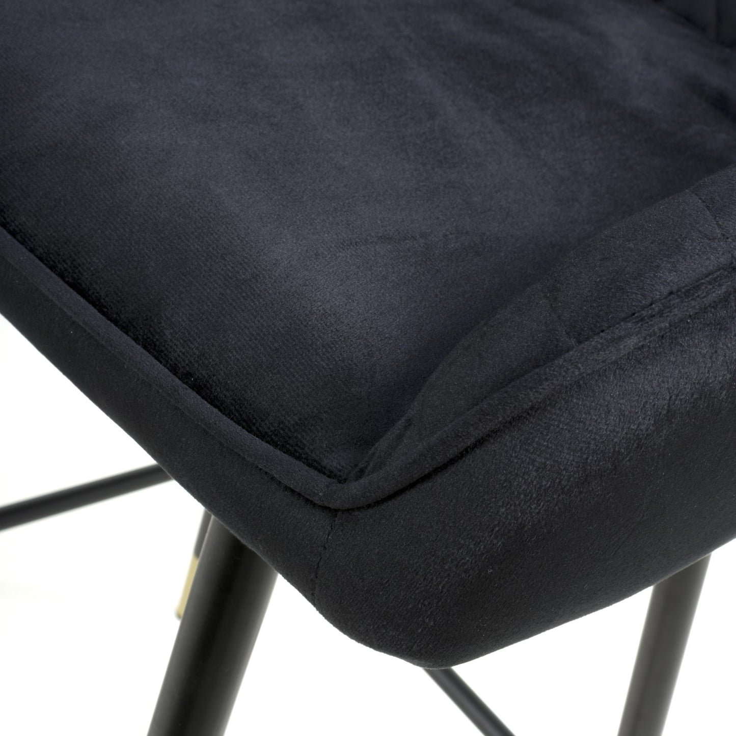 Black Velvet Fabric Bar Stool Black and Gold Metal Legs
