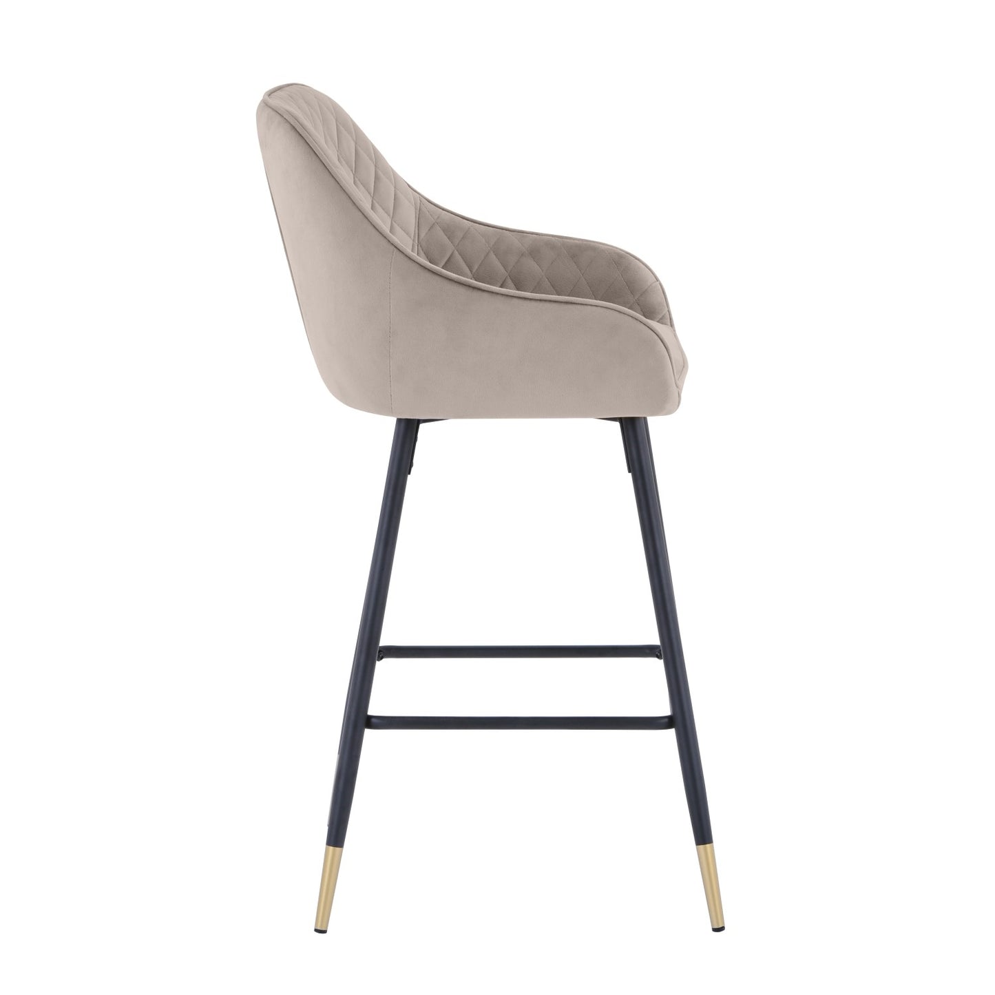 Mink Brushed Velvet Bar Stool Black and Gold Legs