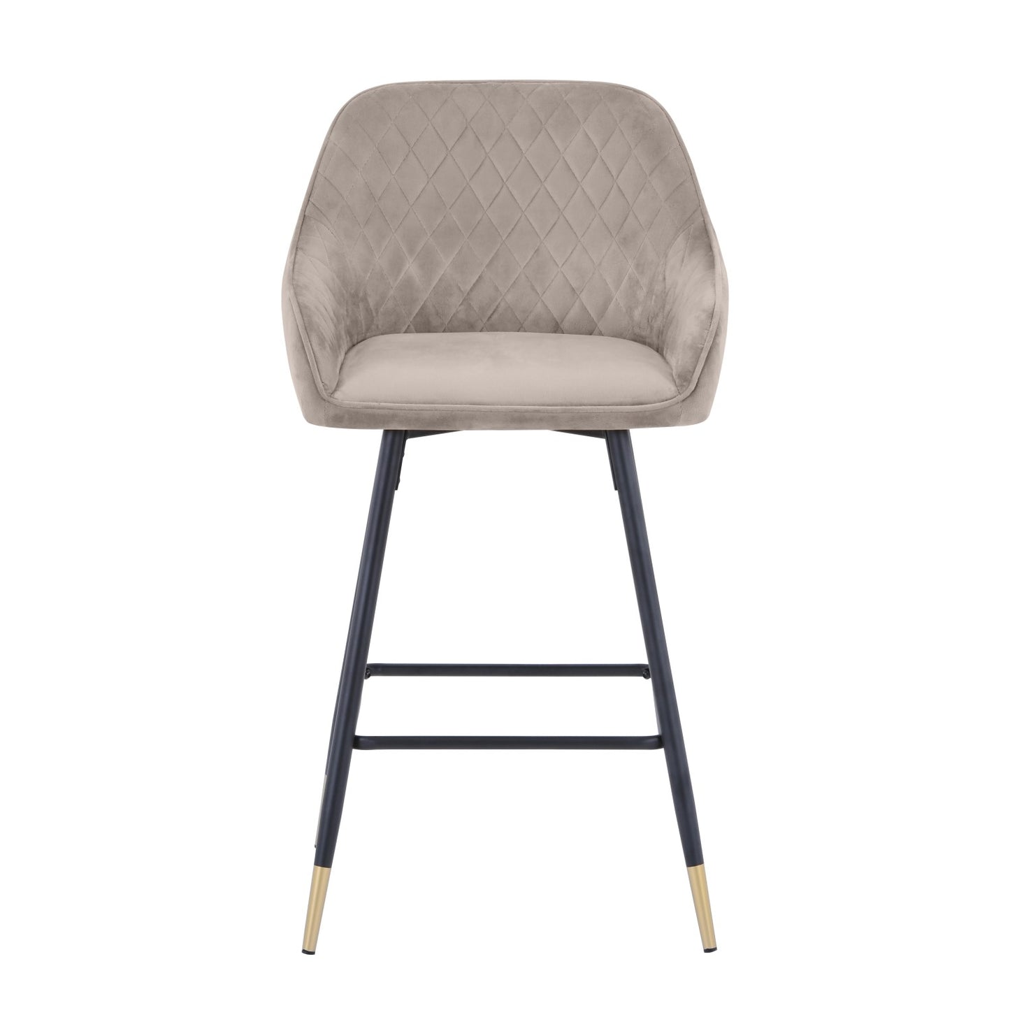 Mink Brushed Velvet Bar Stool Black and Gold Legs