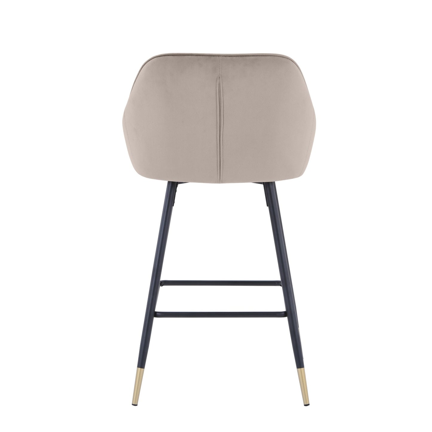 Mink Brushed Velvet Bar Stool Black and Gold Legs