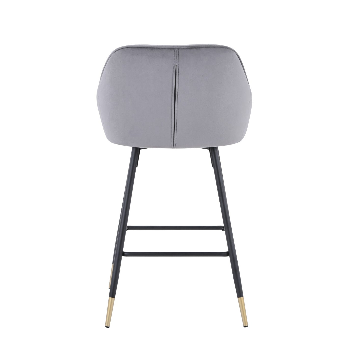 Grey Brushed Velvet Bar Stool Black and Gold Tip Legs