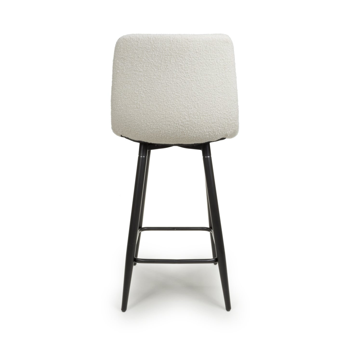 Cream Boucle Fabric Bar Stool Black Metal Legs