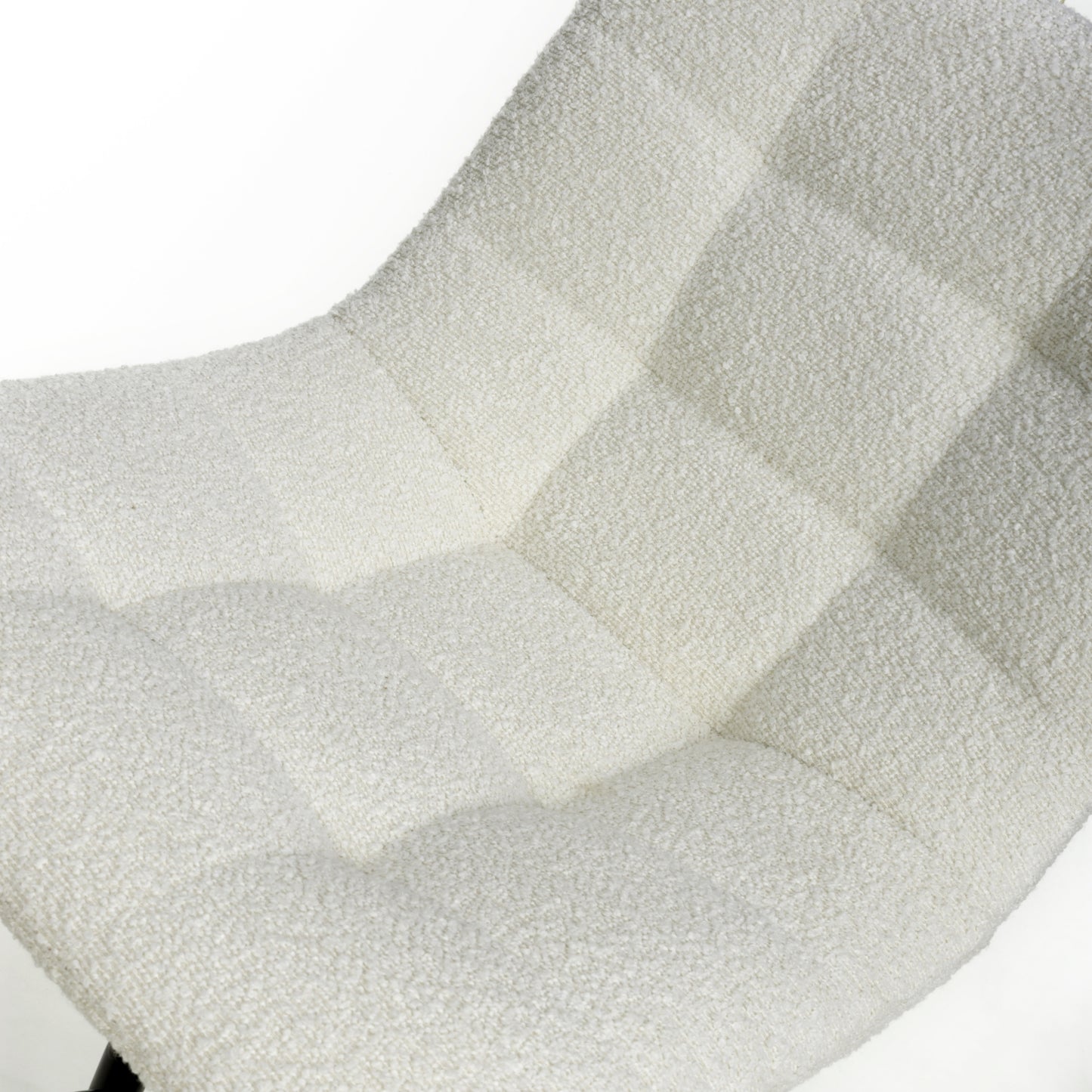 Cream Boucle Fabric Bar Stool Black Metal Legs