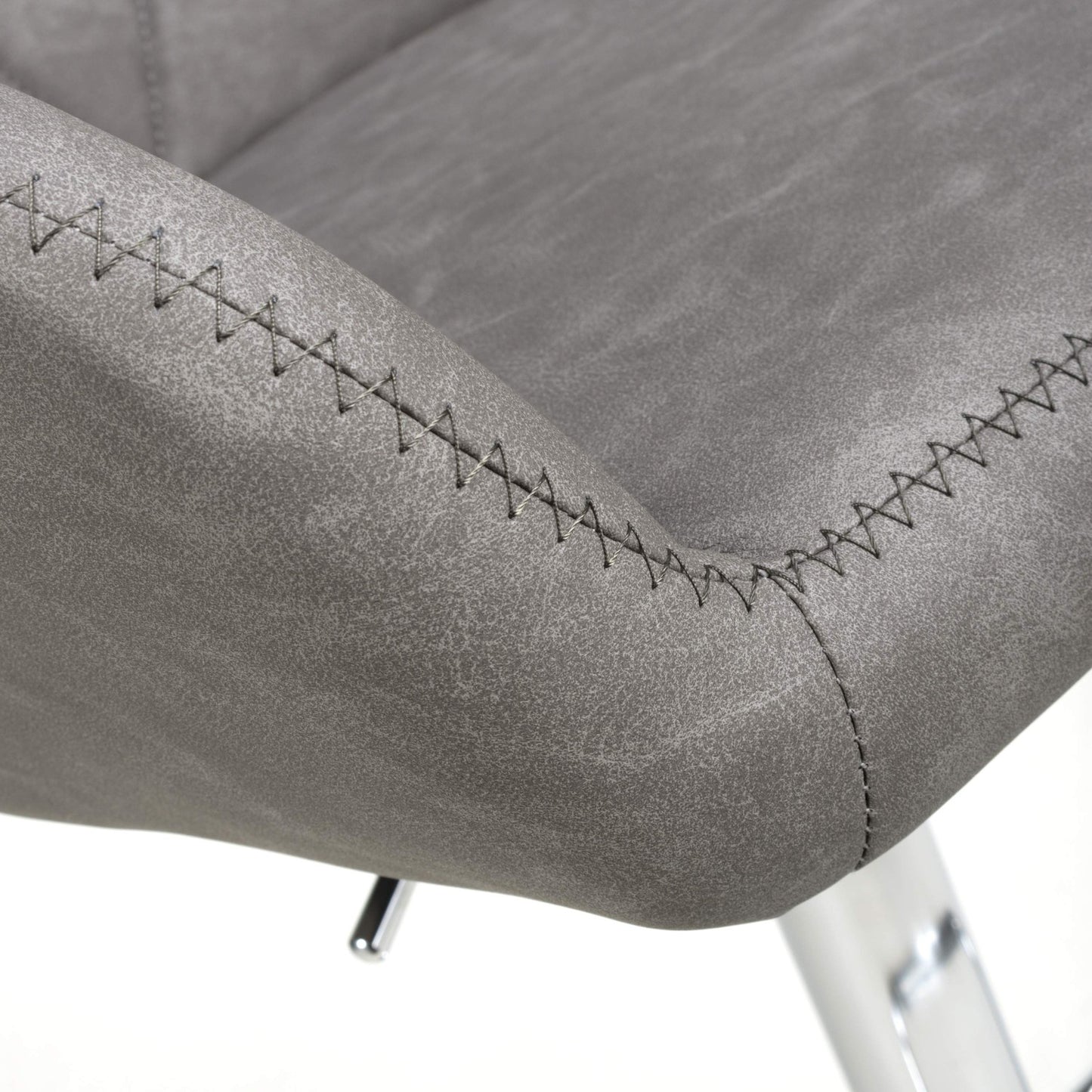 Grey Fabric Adjustable Swivel Bar Stool Chrome Base