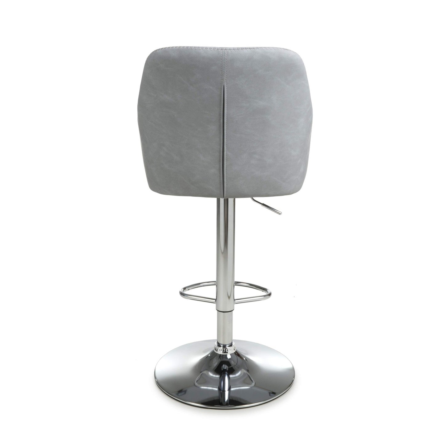 Grey Stitched Leather Height Adjustable Swivel Bar Stool