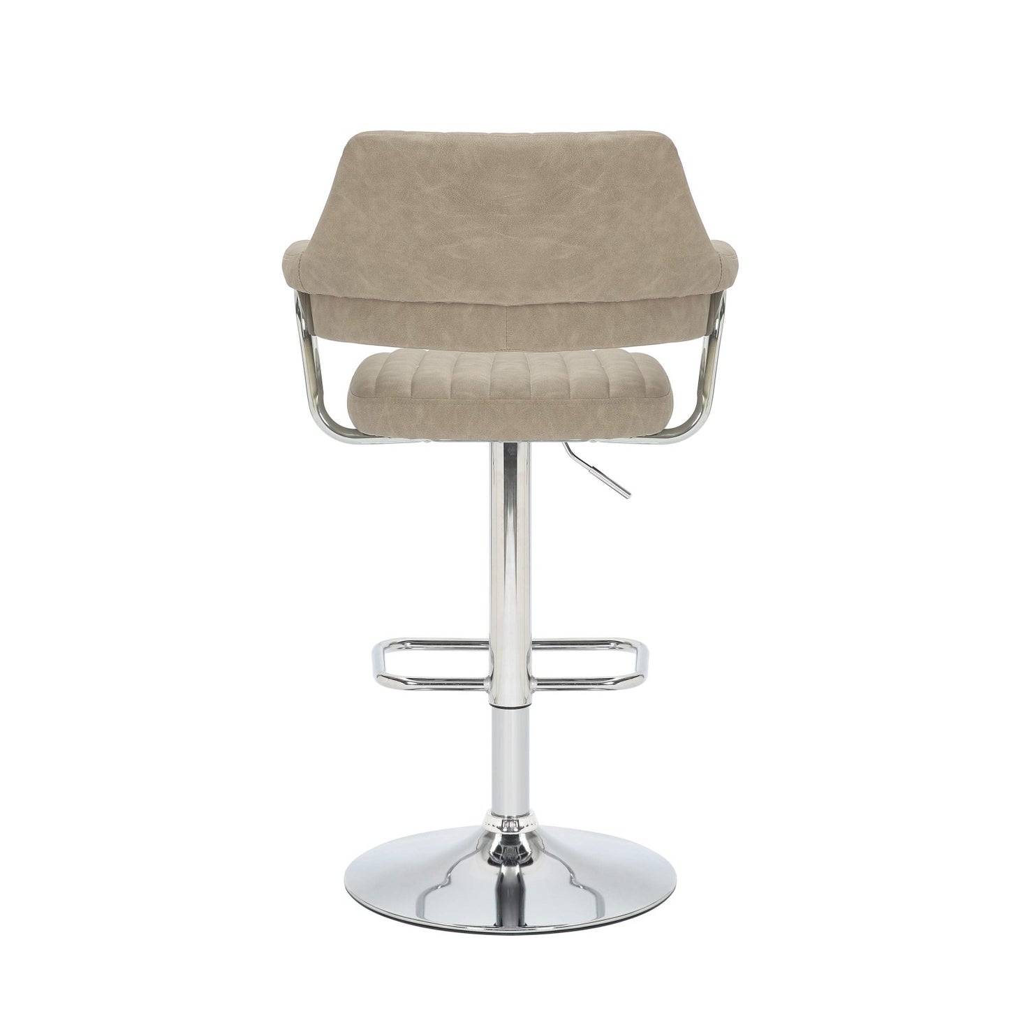 Mink Leather Adjustable Bar Stool Chrome Base with Footrest
