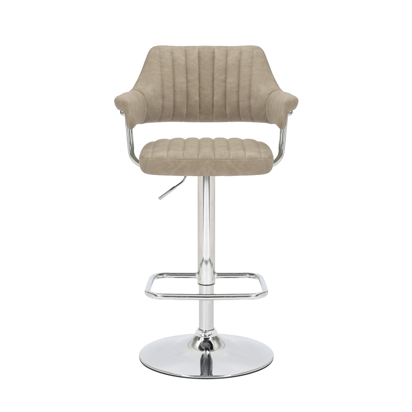 Mink Leather Adjustable Bar Stool Chrome Base with Footrest
