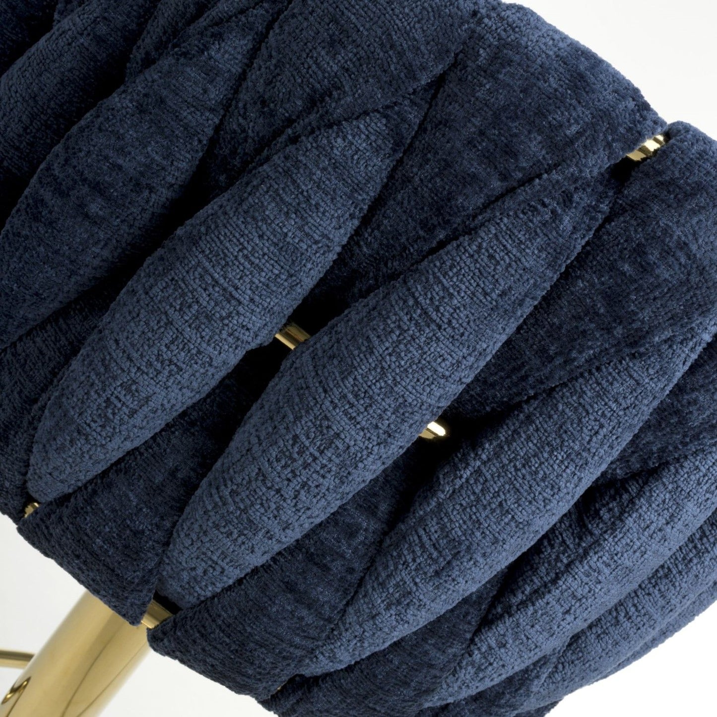 Blue Linen Fabric Adjustable Swivel Bar Stool Gold Legs