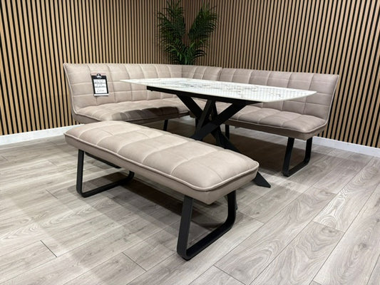 Furniture Village- LIMA Fabric Corner Bench + Dining Table Set, RRP: £1998