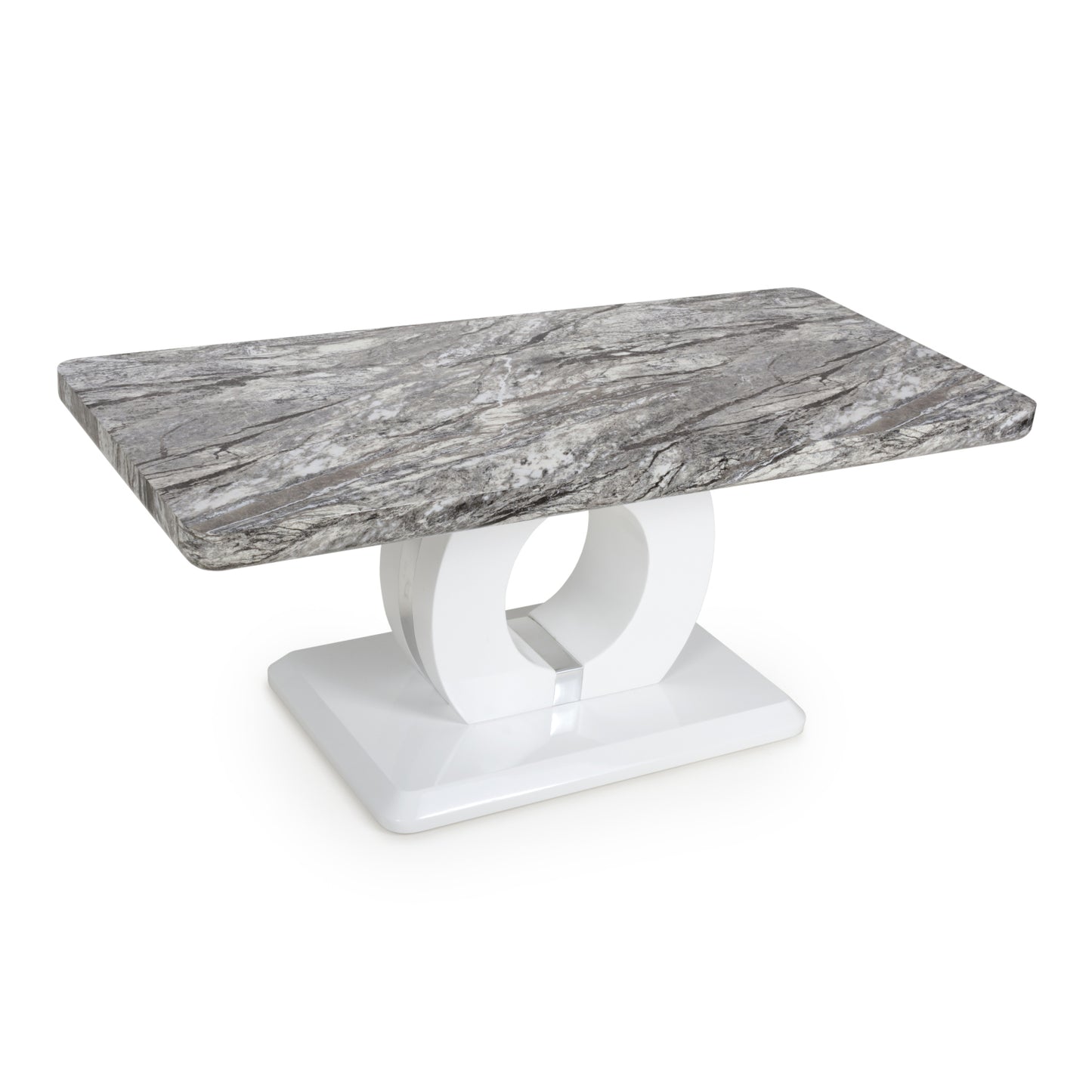 Grey and White Marble Top Rectangular Coffee Table