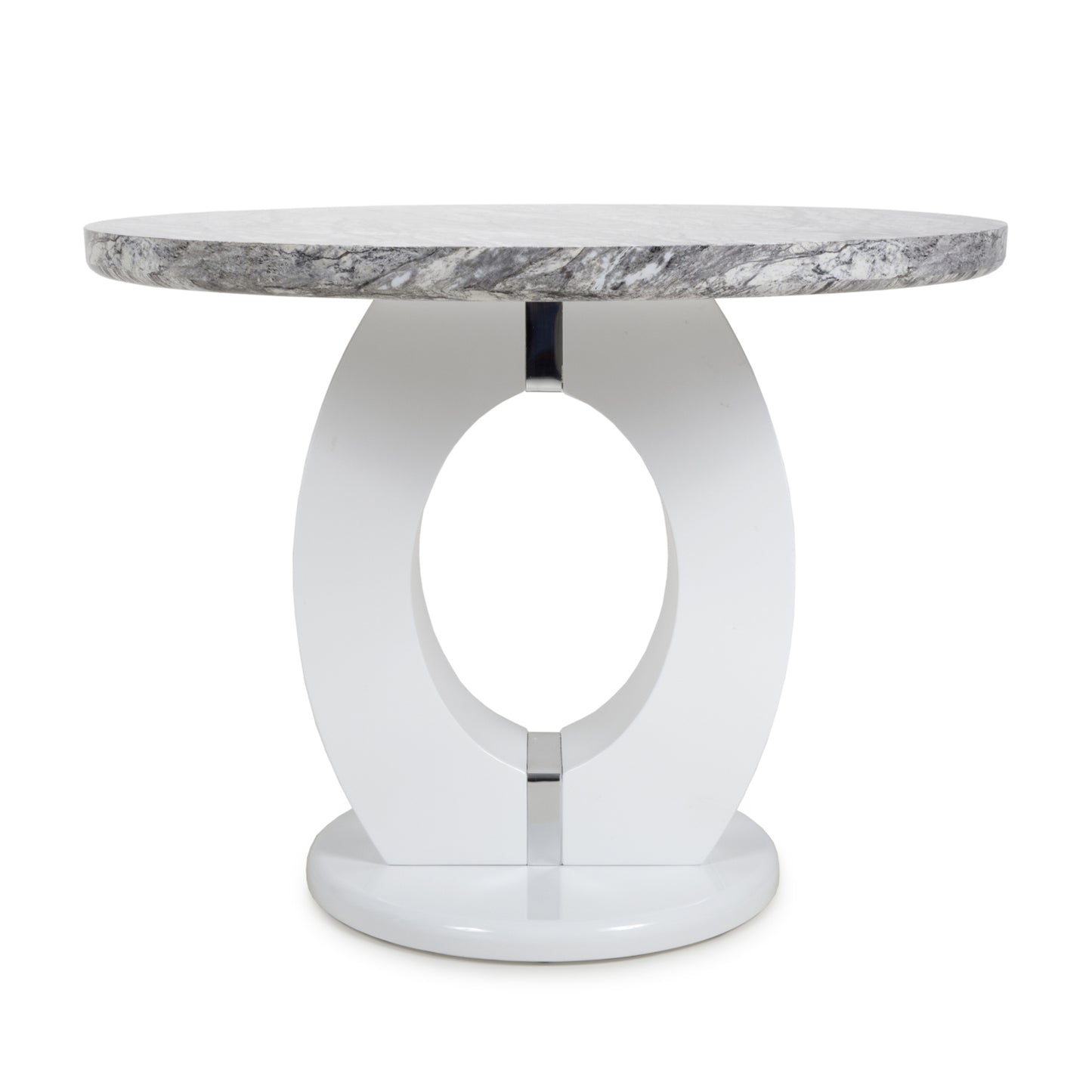 Round Marble Glossy Grey White Dining Table