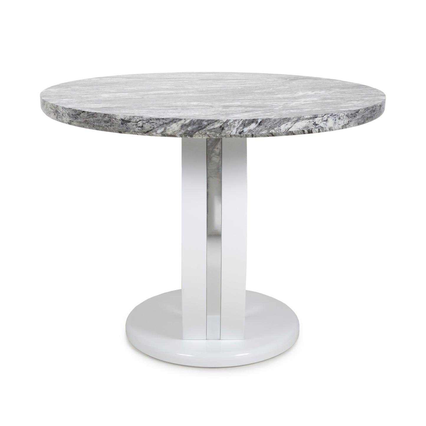 Round Marble Glossy Grey White Dining Table