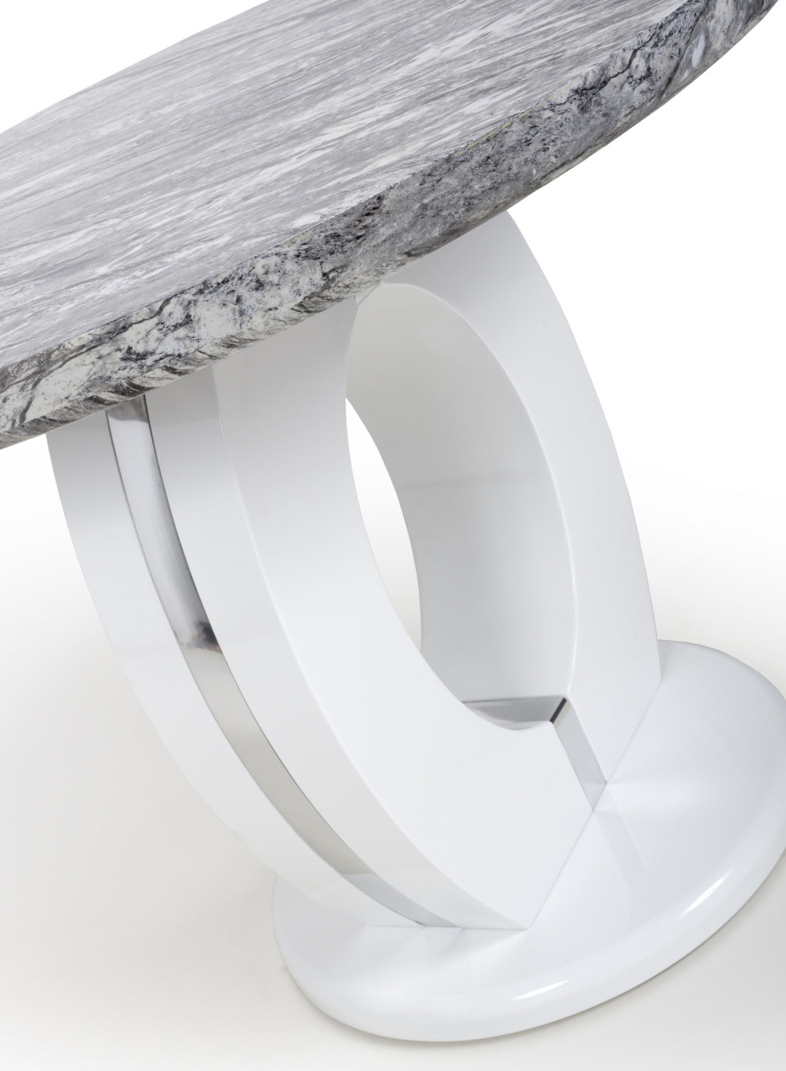 Round Marble Glossy Grey White Dining Table
