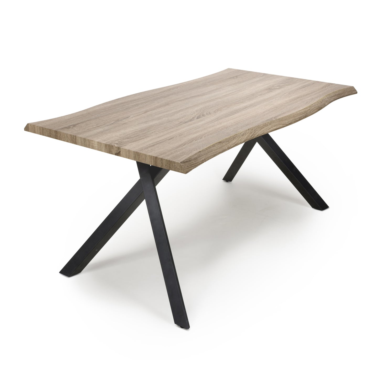 Oak Wave Edge Dining Table Black Legs