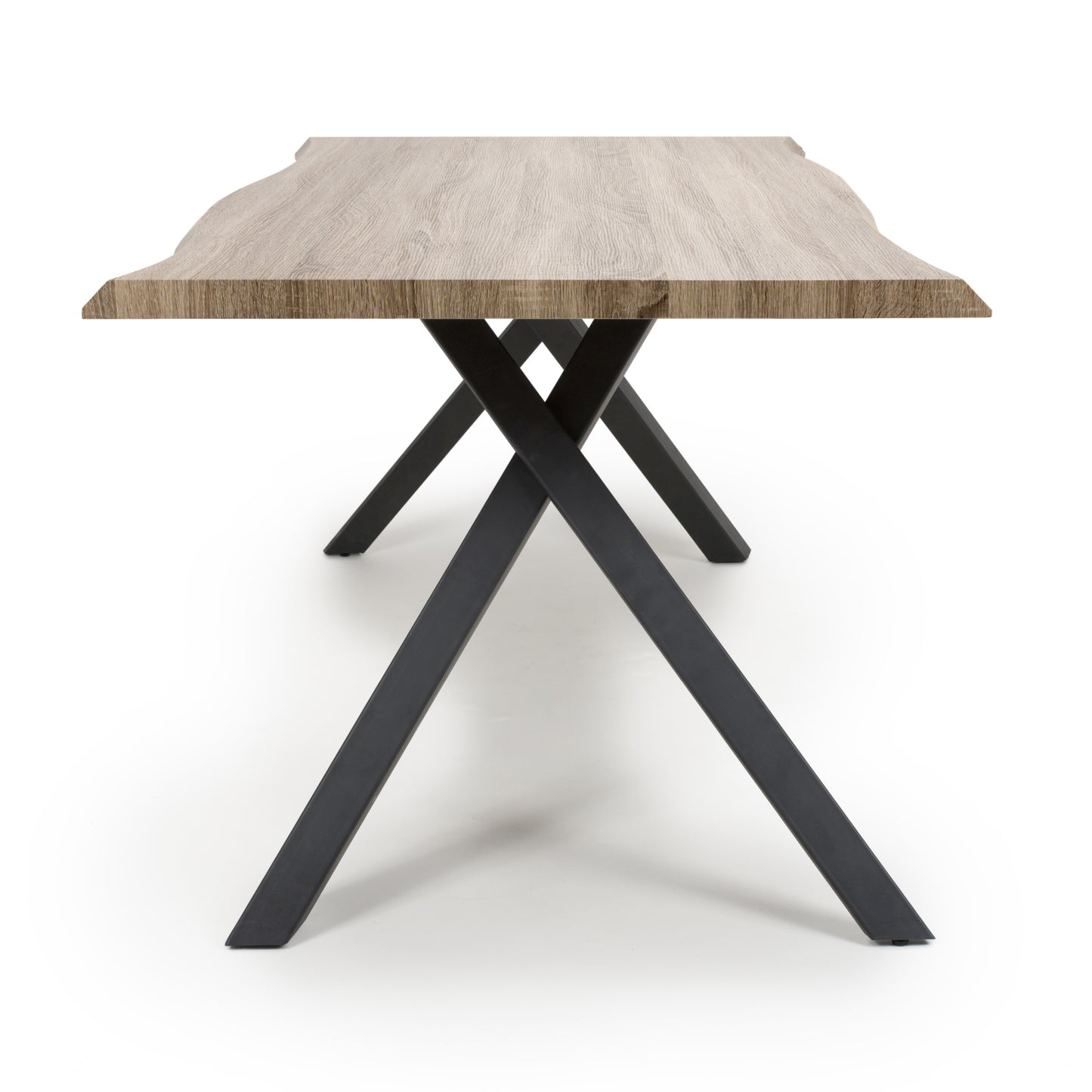 Oak Wave Edge Dining Table Black Legs