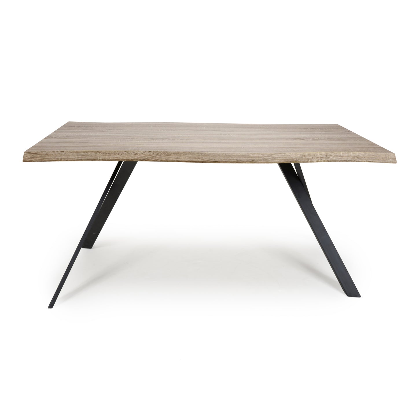 Oak Wave Edge Dining Table Black Legs