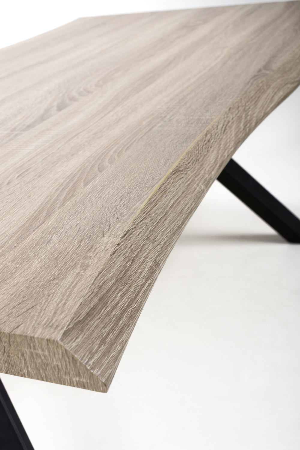 Oak Wave Edge Dining Table Black Legs