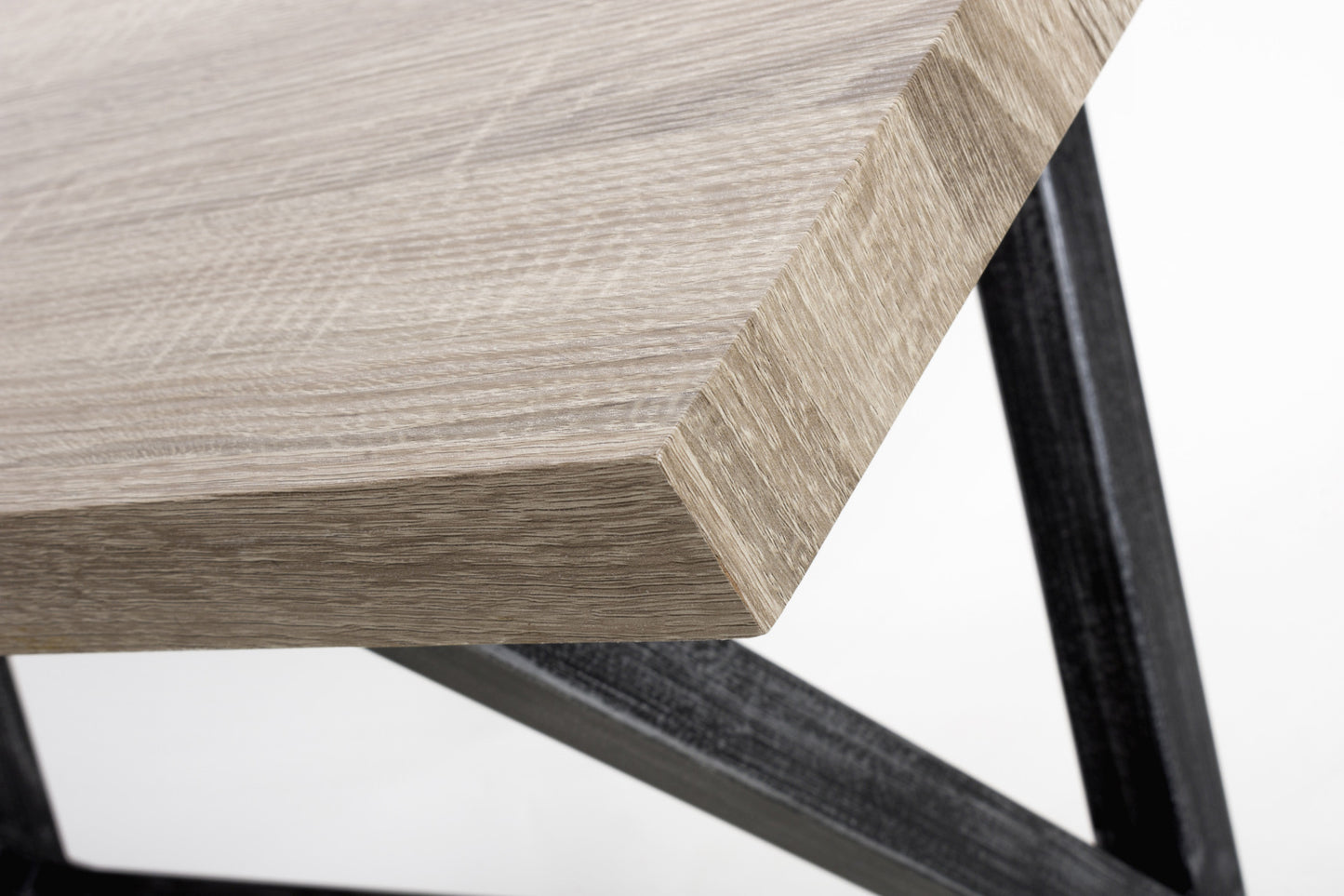 Oak Top Bar Table with Black Cross Metal Legs