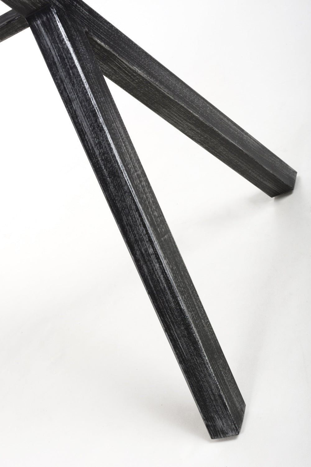 Oak Top Bar Table with Black Cross Metal Legs