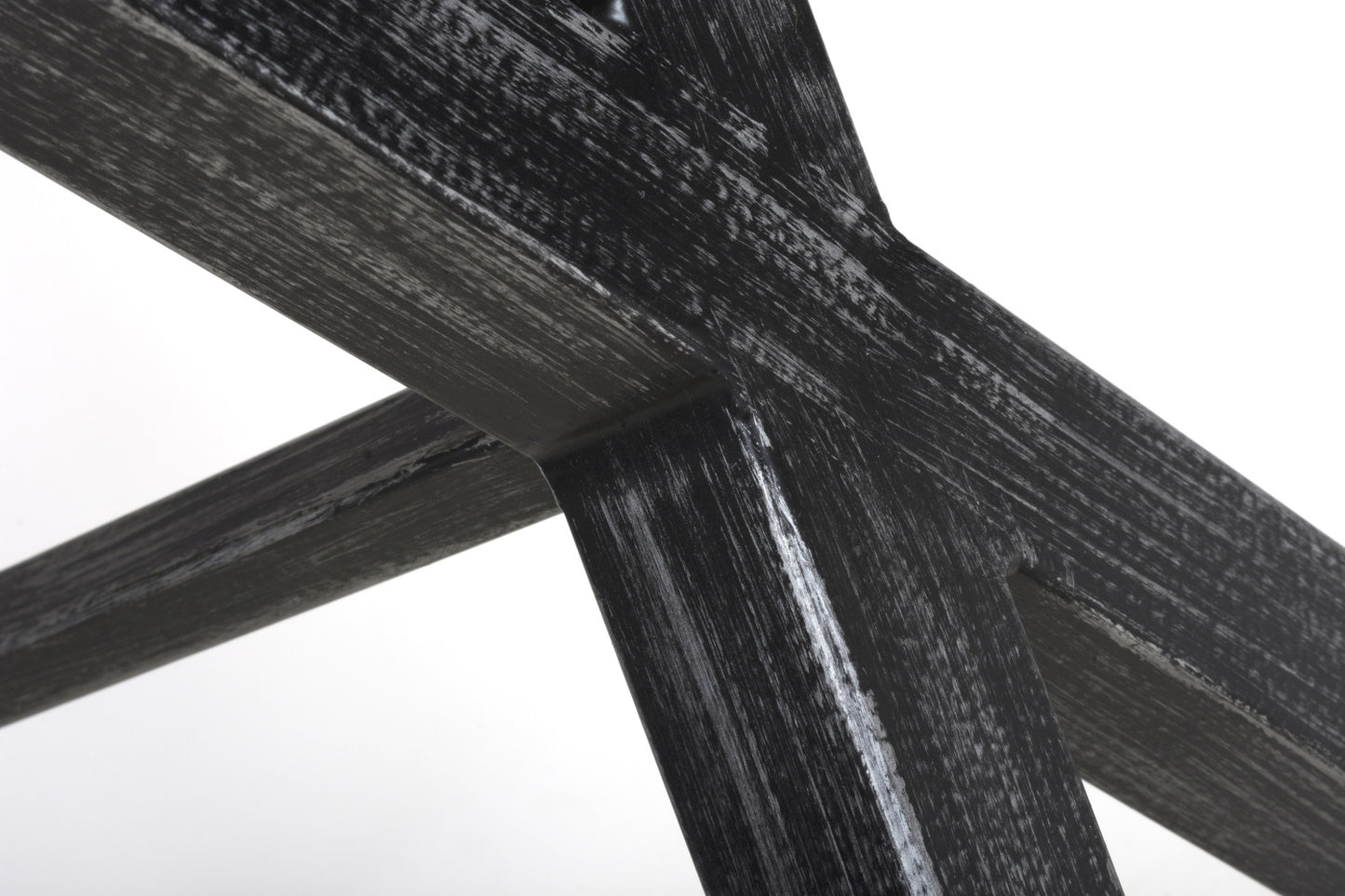 Oak Top Bar Table with Black Cross Metal Legs